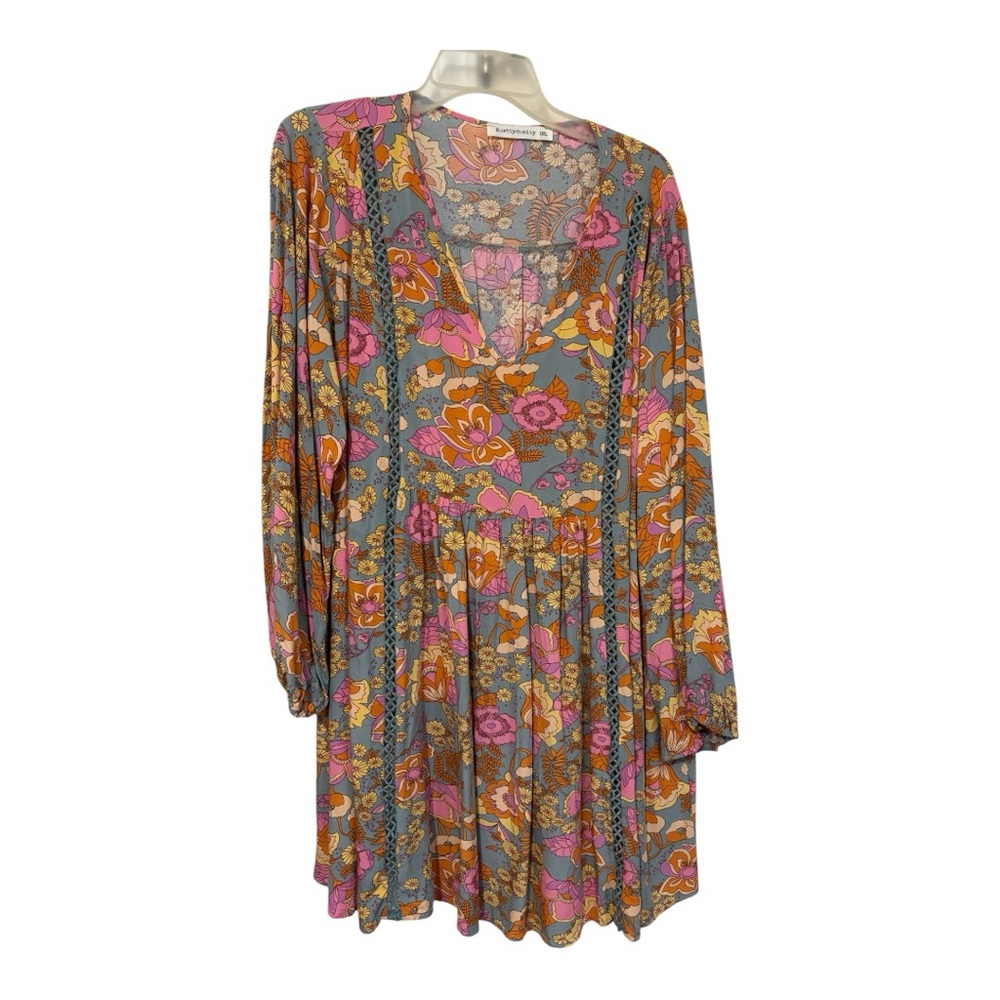 Rusttydustty Boho Floral Mini Dress 0XL